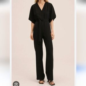 Mango Black Short Sleeve Jumpsuit